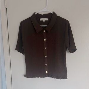 Elegant Brown Button-Up Women's Top